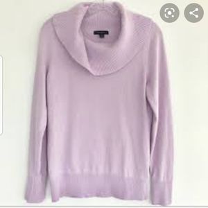 Purple ribbed cowl neck sweater